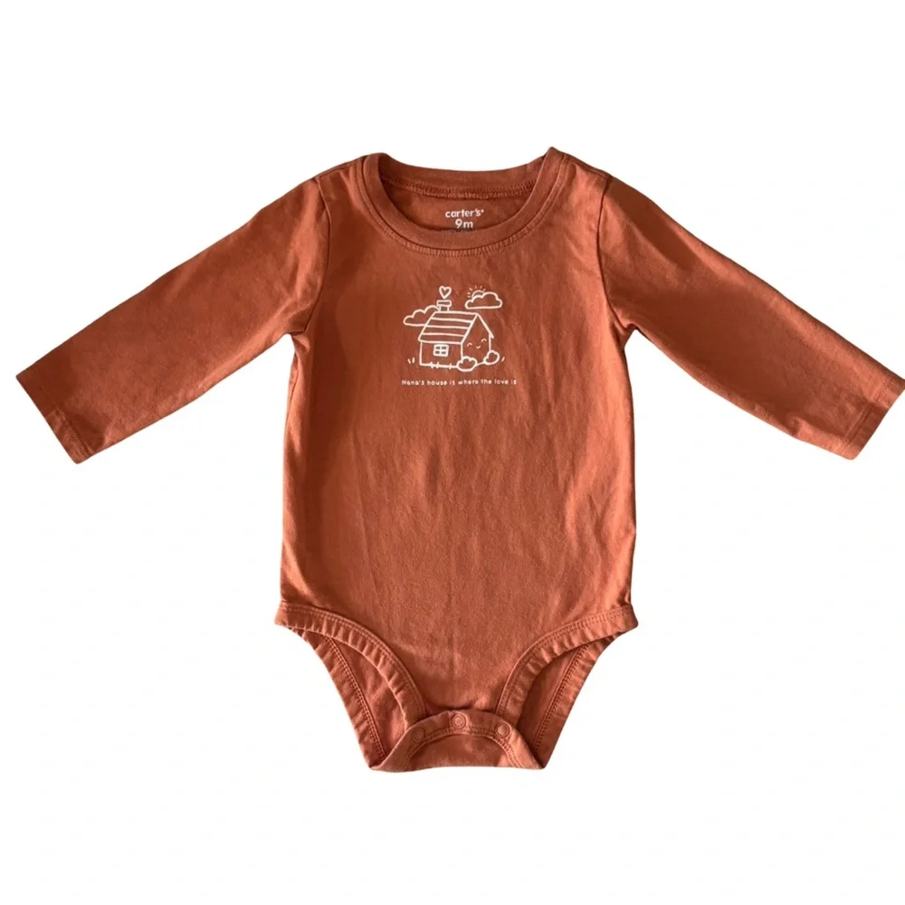 Carter's Rust Long Sleeve Bodysuit Onsie Nana’s Grandma House Love 9mo